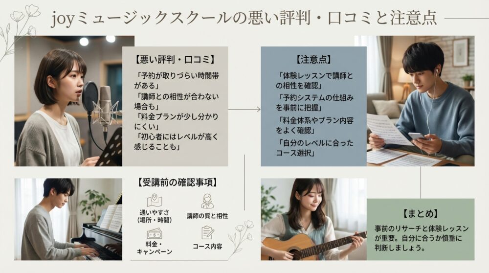 joyミュージックスクールの悪い評判・口コミと注意点