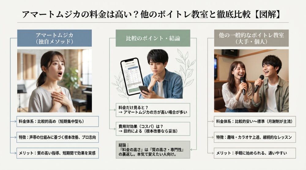 アマートムジカの料金は高い？他のボイトレ教室と徹底比較