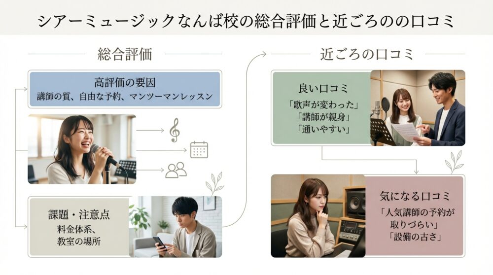 シアーミュージックなんば校の総合評価と近ごろのの口コミ