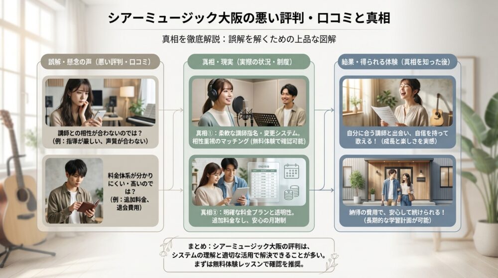 シアーミュージック大阪の悪い評判・口コミと真相