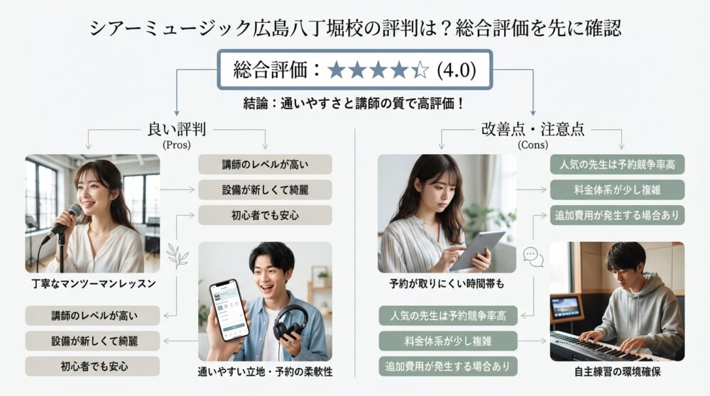 シアーミュージック広島八丁堀校の評判は?総合評価を先に確認