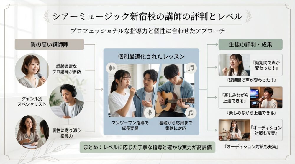 シアーミュージック新宿校の講師の評判とレベル