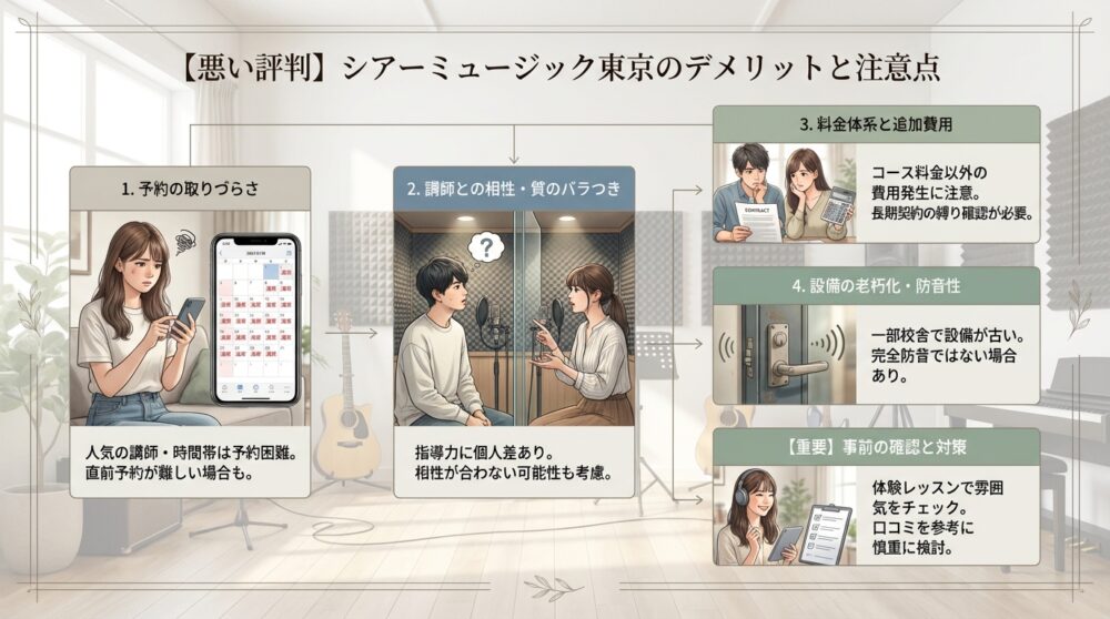 【悪い評判】シアーミュージック東京のデメリットと注意点