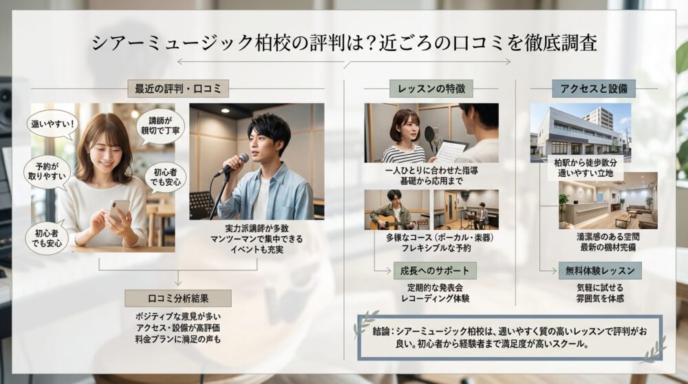 シアーミュージック柏校の評判は?近ごろの口コミを徹底調査