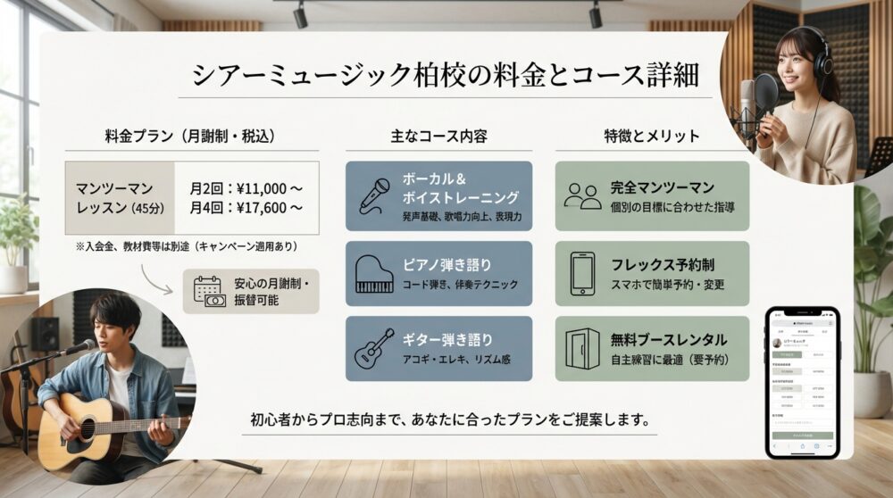 シアーミュージック柏校の料金とコース詳細