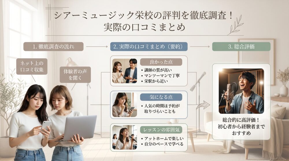 シアーミュージック栄校の評判を徹底調査!実際の口コミまとめ