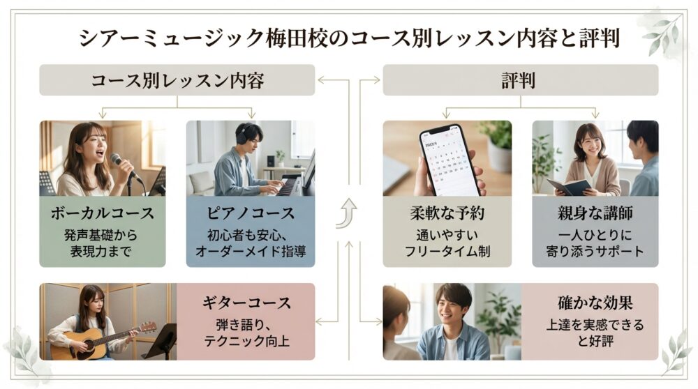 シアーミュージック梅田校のコース別レッスン内容と評判
