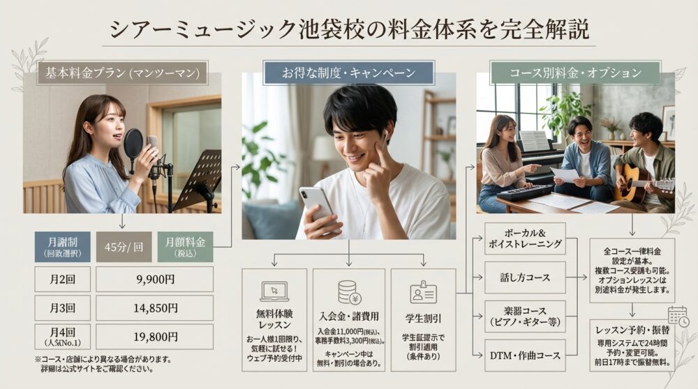 シアーミュージック池袋校の料金体系を完全解説