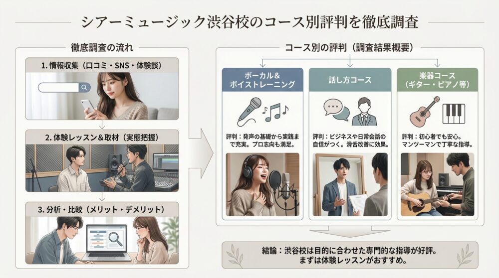 シアーミュージック渋谷校のコース別評判を徹底調査