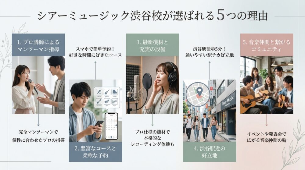 シアーミュージック渋谷校が選ばれる5つの理由