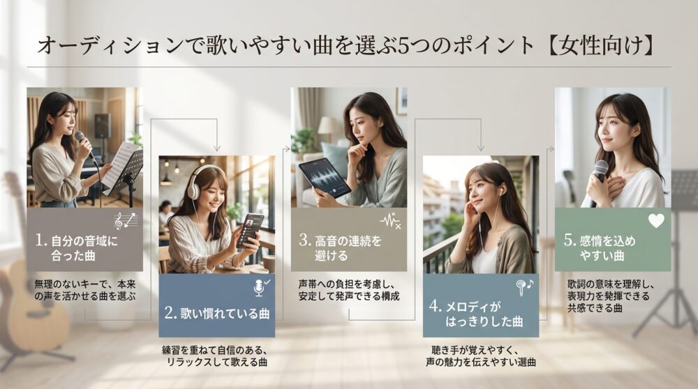 オーディションで歌いやすい曲を選ぶ5つのポイント【女性向け】