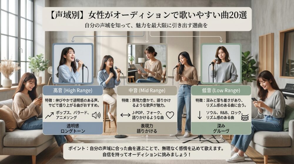 【声域別】女性がオーディションで歌いやすい曲20選