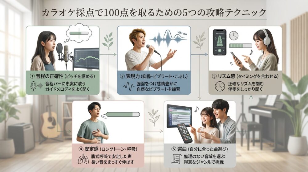 カラオケ採点で100点を取るための5つの攻略テクニック