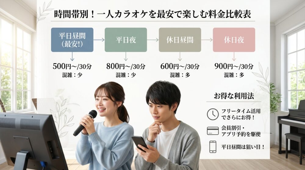 時間帯別！一人カラオケを最安で楽しむ料金比較表