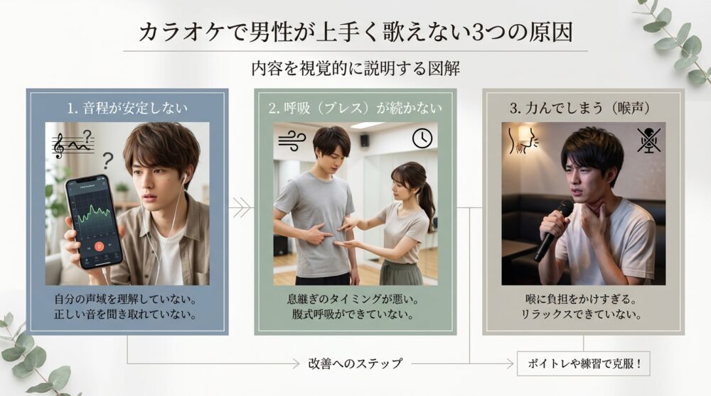 カラオケで男性が上手く歌えない3つの原因