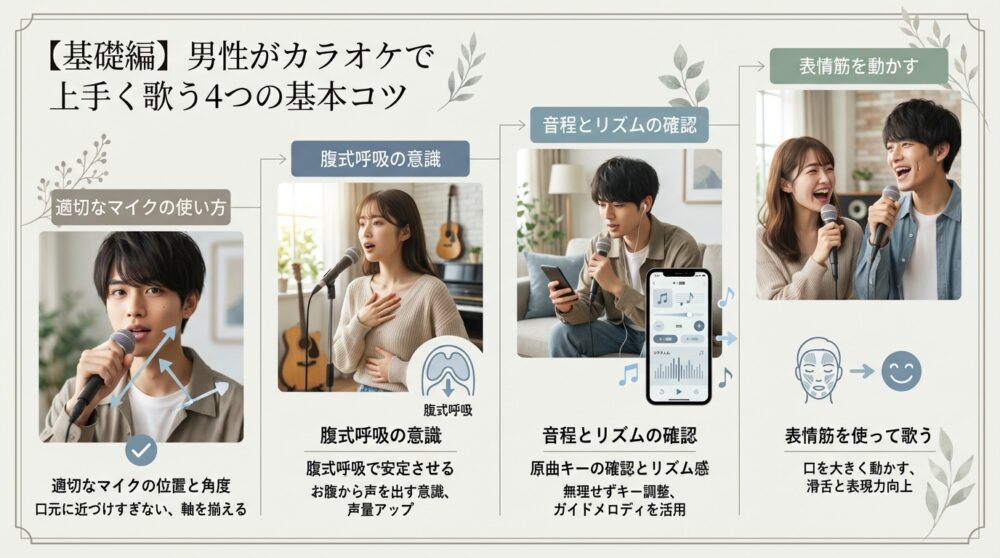 【基礎編】男性がカラオケで上手く歌う4つの基本コツ