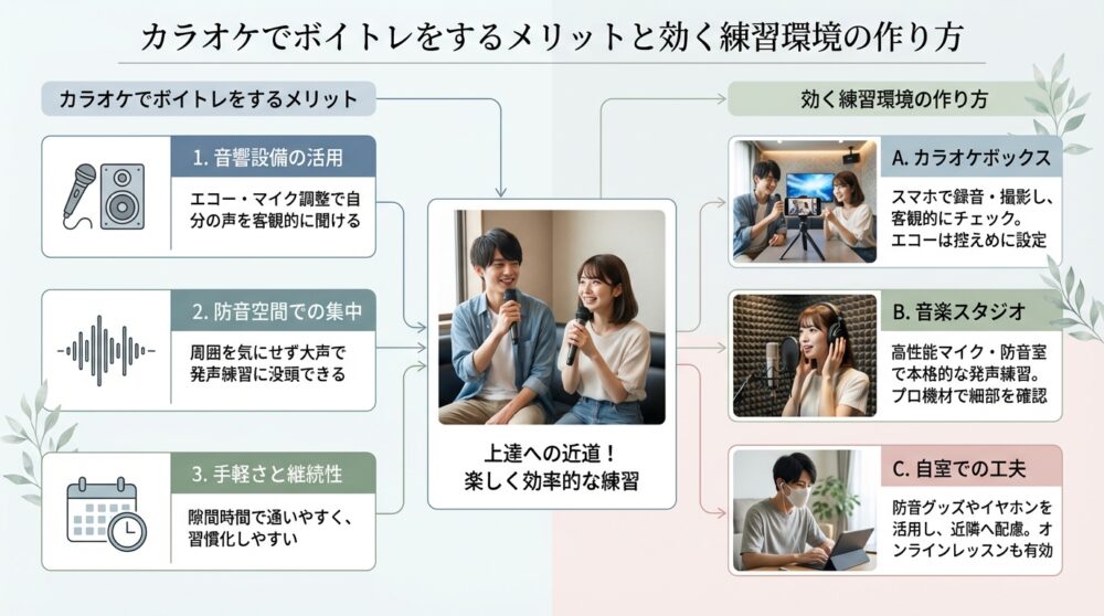 カラオケでボイトレをするメリットと効く練習環境の作り方