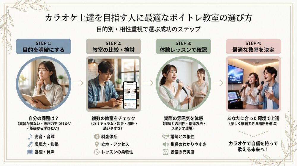 カラオケ上達を目指す人に最適なボイトレ教室の選び方