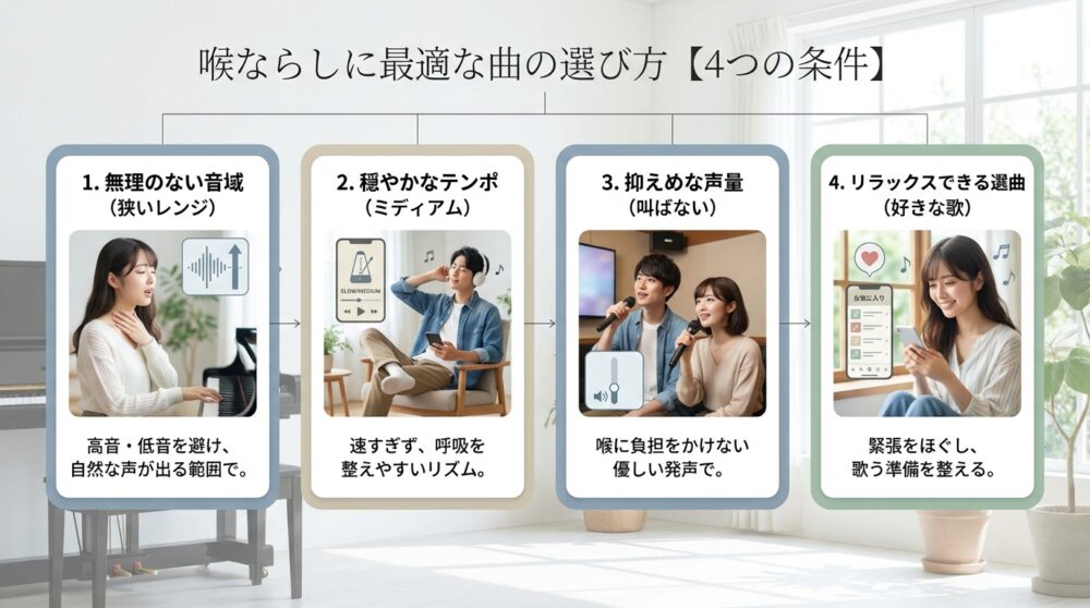 喉ならしに最適な曲の選び方【4つの条件】