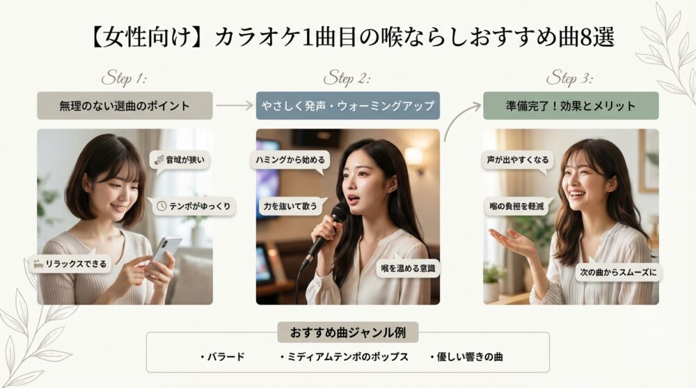【女性向け】カラオケ1曲目の喉ならしおすすめ曲8選