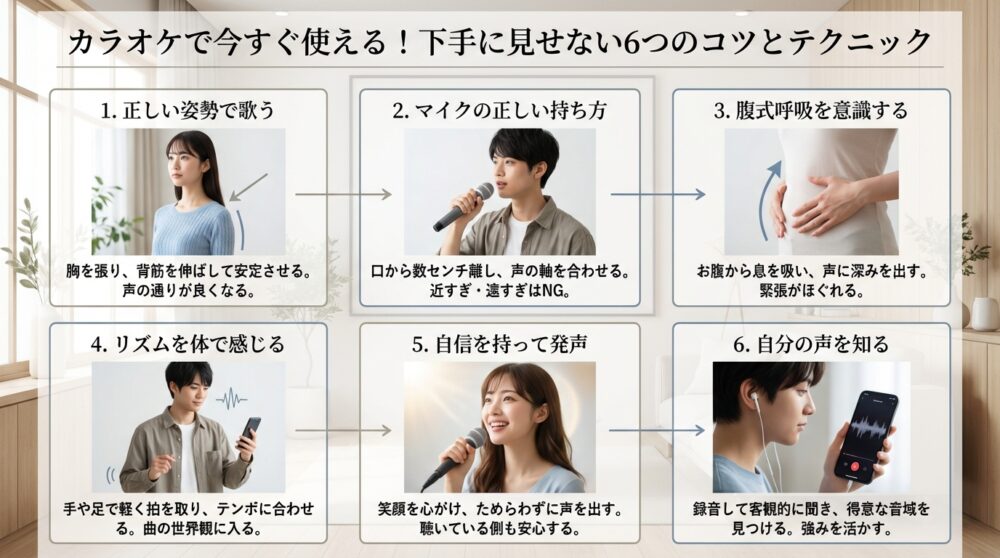 カラオケで今すぐ使える!下手に見せない6つのコツとテクニック