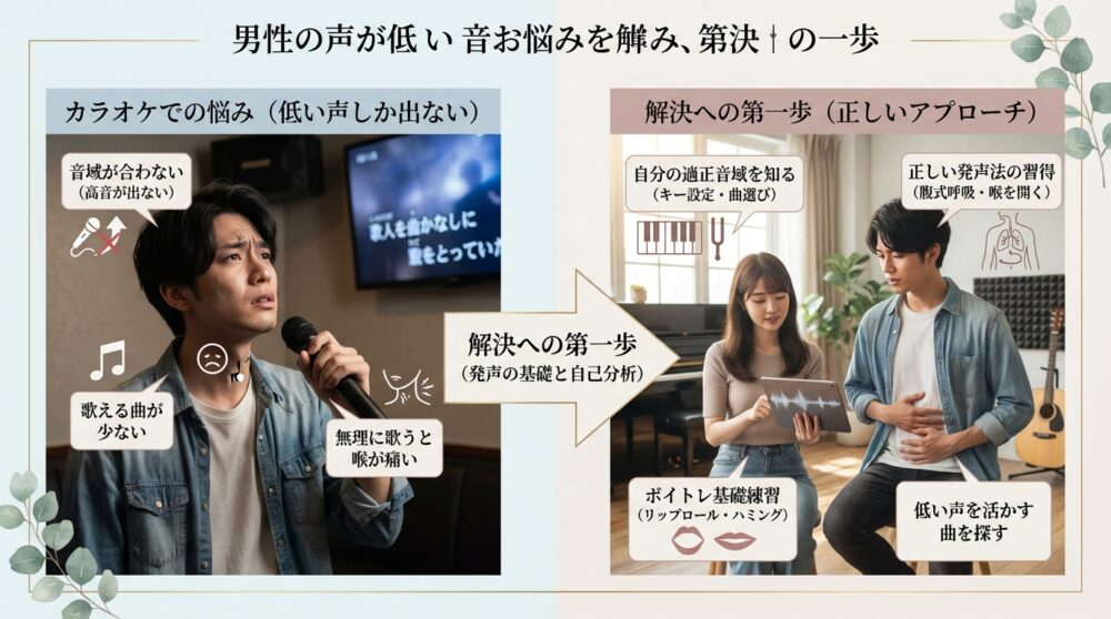 低い声しか出ない男性がカラオケで悩む理由と解決への第一歩