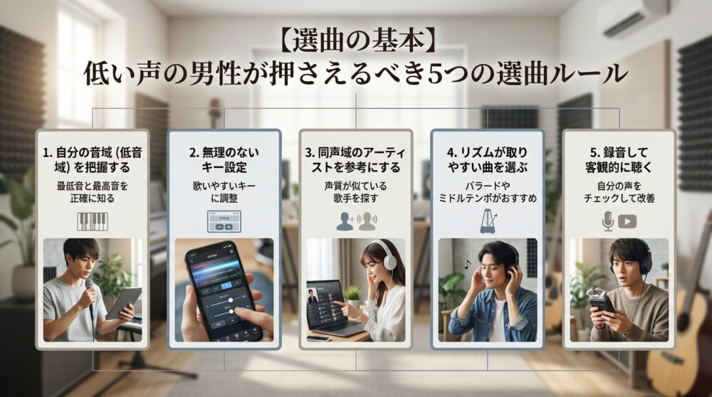 【選曲の基本】低い声の男性が押さえるべき5つの選曲ルール