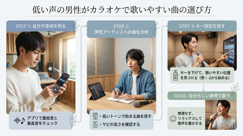 低い声の男性がカラオケで歌いやすい曲の選び方