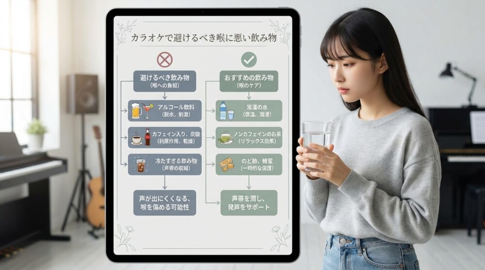 カラオケで避けるべき喉に悪い飲み物