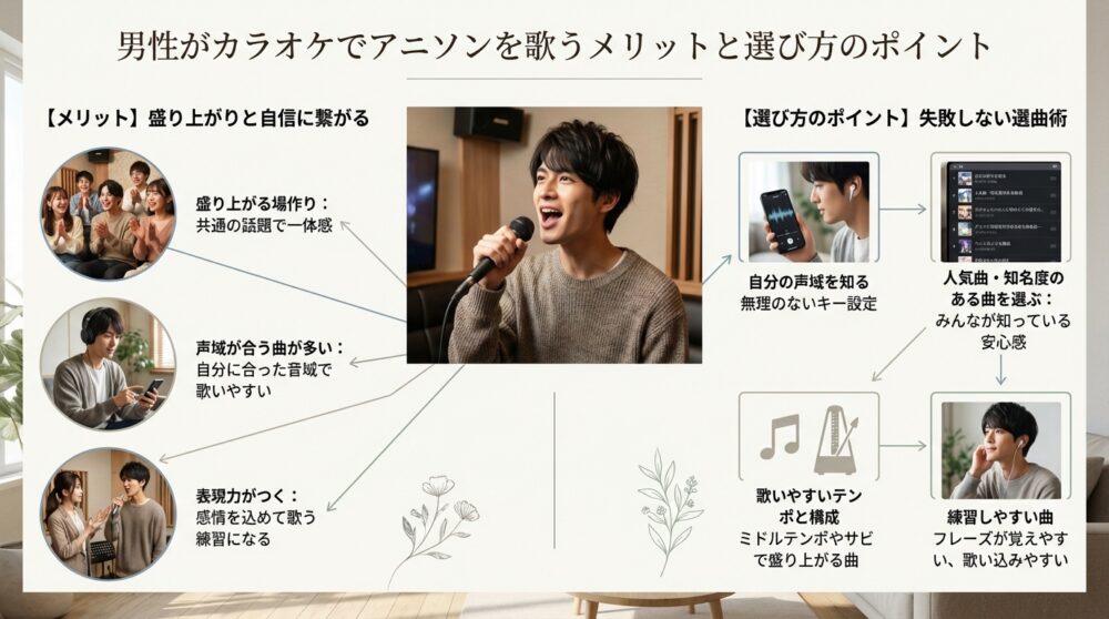 男性がカラオケでアニソンを歌うメリットと選び方のポイント