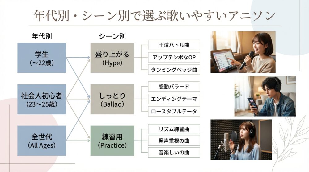 年代別・シーン別で選ぶ歌いやすいアニソン