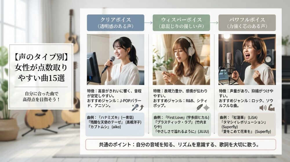 【声のタイプ別】女性が点数取りやすい曲15選