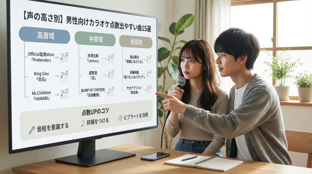 【声の高さ別】男性向けカラオケ点数出やすい曲15選