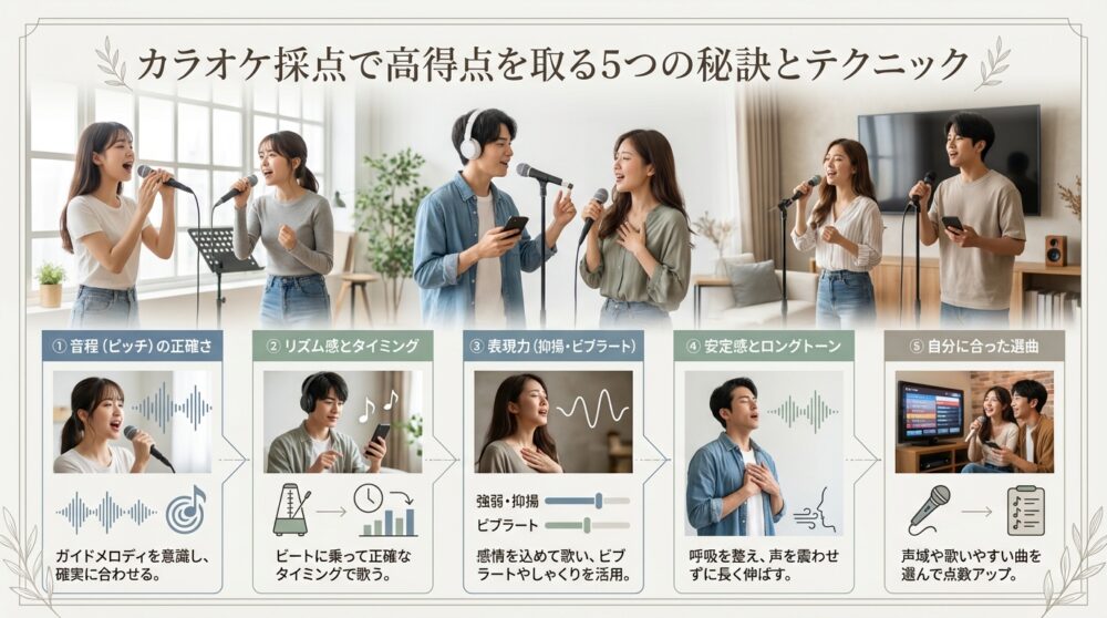 カラオケ採点で高得点を取る5つの秘訣とテクニック