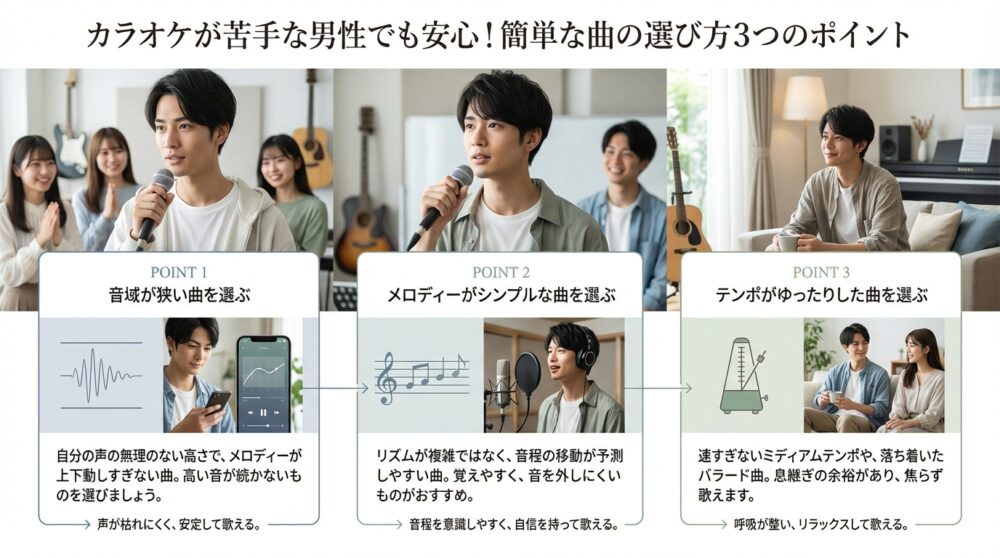カラオケが苦手な男性でも安心!簡単な曲の選び方3つのポイント