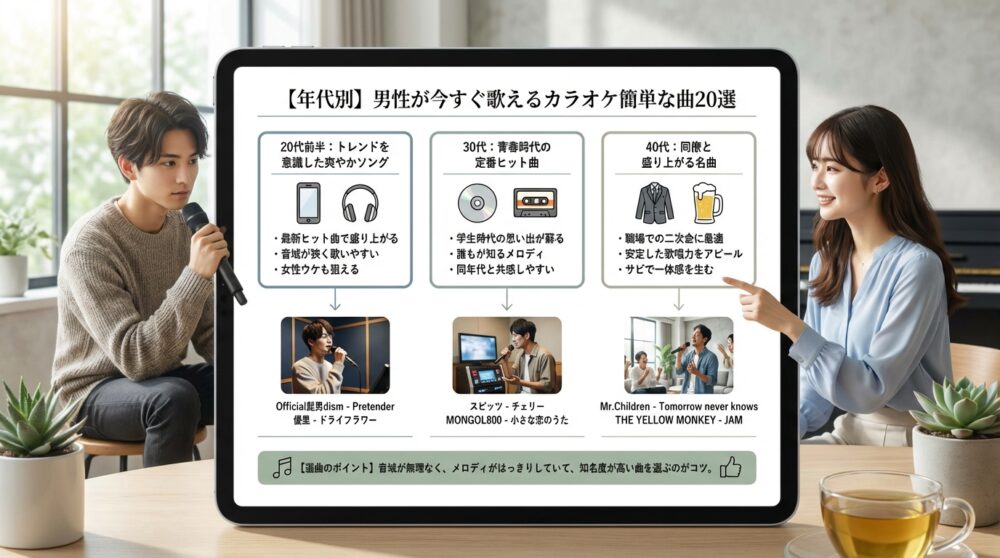 【年代別】男性が今すぐ歌えるカラオケ簡単な曲20選