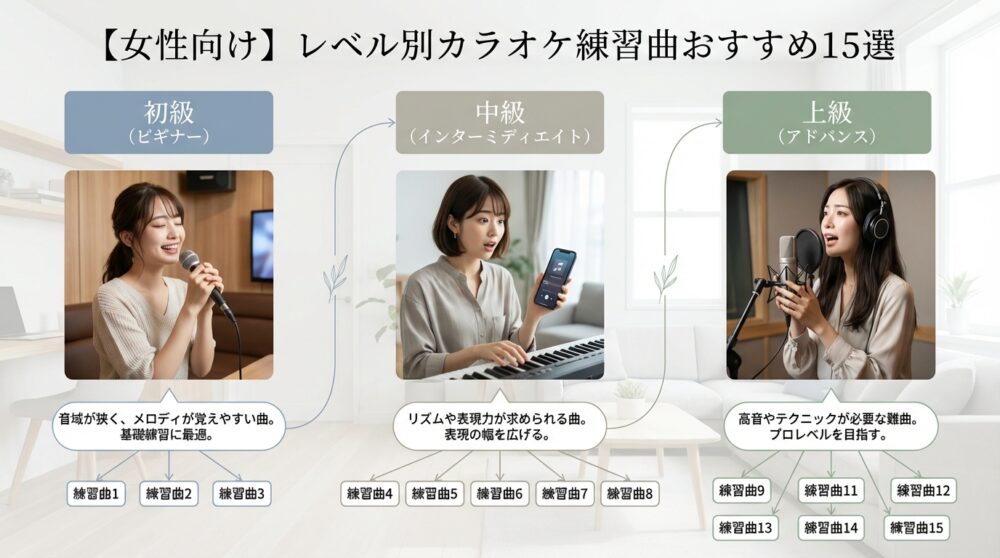 【女性向け】レベル別カラオケ練習曲おすすめ15選