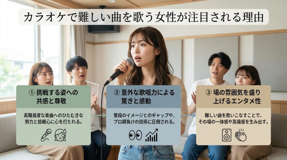 カラオケで難しい曲を歌う女性が注目される理由