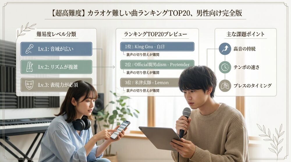 【超高難度】カラオケ難しい曲ランキングTOP20、男性向け完全版
