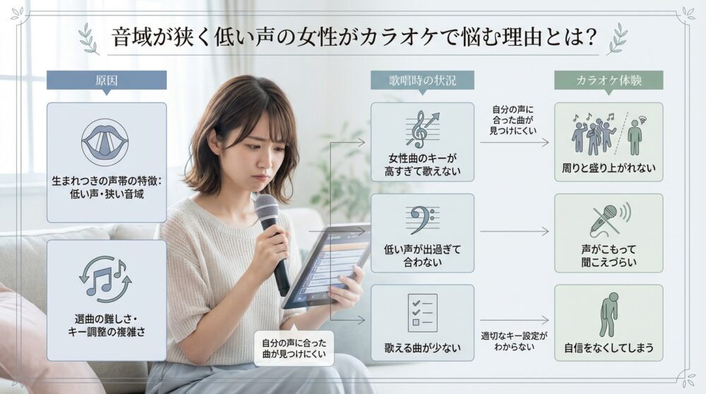 音域が狭く低い声の女性がカラオケで悩む理由とは？