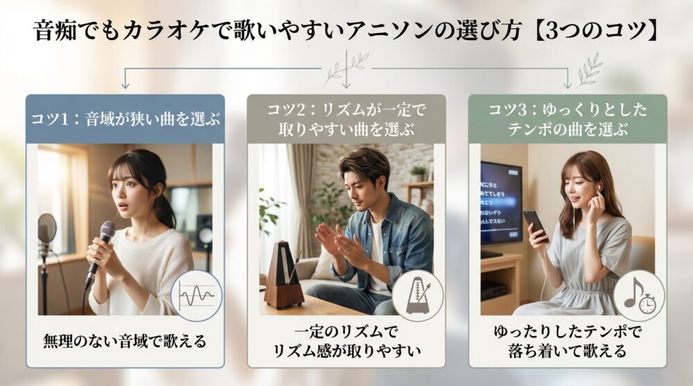 音痴でもカラオケで歌いやすいアニソンの選び方【3つのコツ】