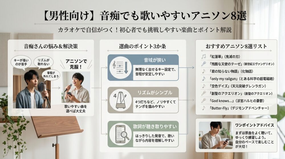 【男性向け】音痴でも歌いやすいアニソン8選