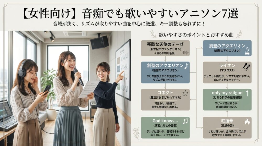 【女性向け】音痴でも歌いやすいアニソン7選