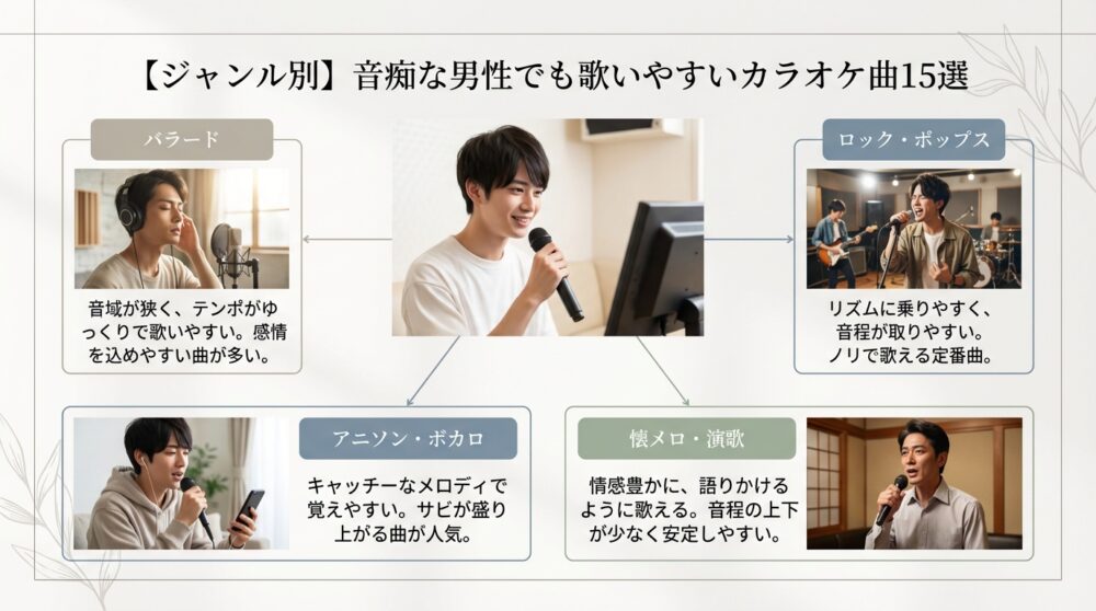 【ジャンル別】音痴な男性でも歌いやすいカラオケ曲15選