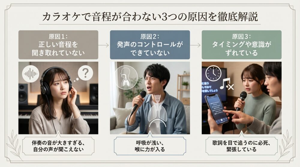 カラオケで音程が合わない3つの原因を徹底解説