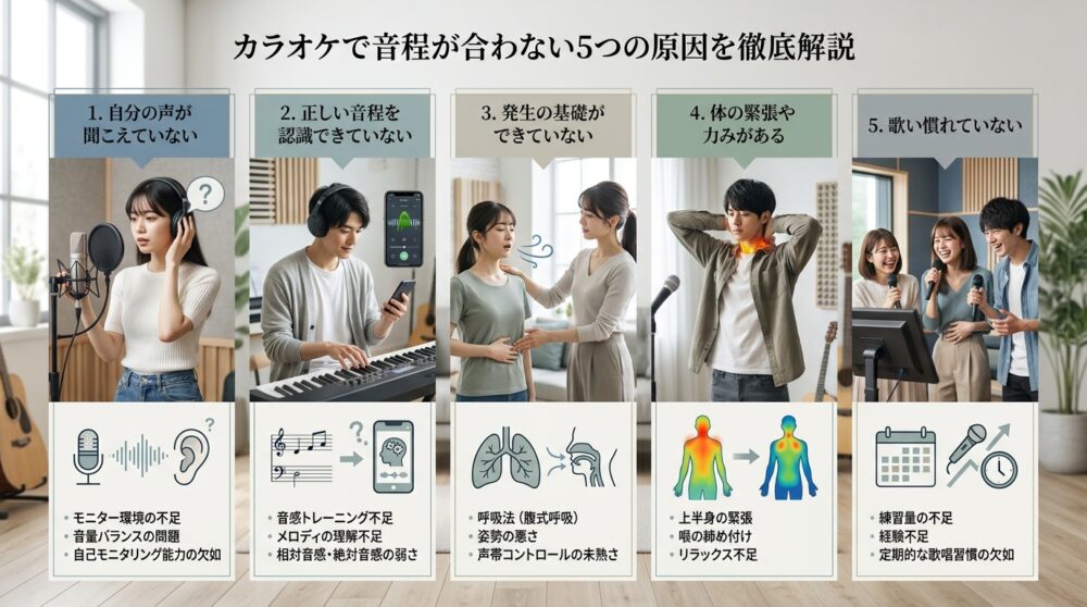 カラオケで音程が合わない5つの原因を徹底解説