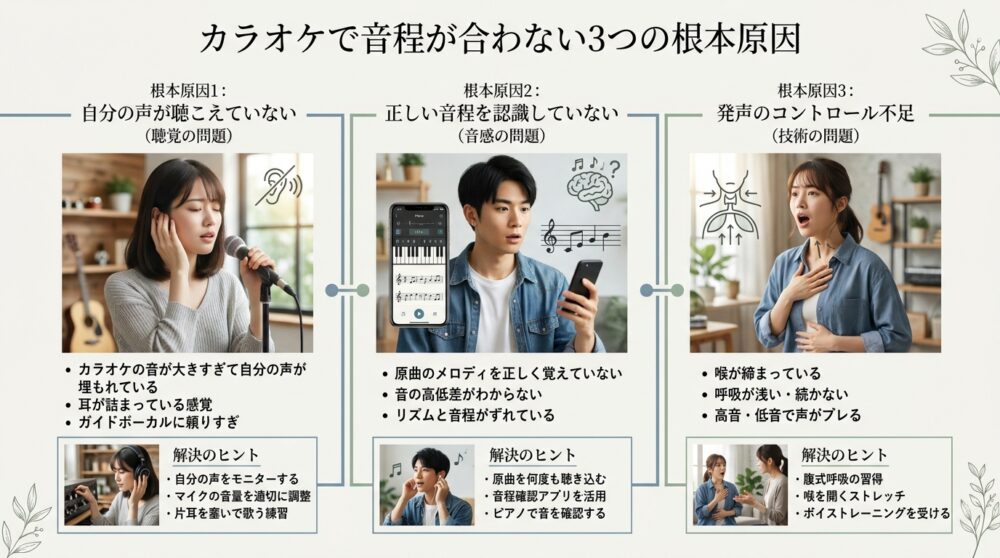 カラオケで音程が合わない3つの根本原因