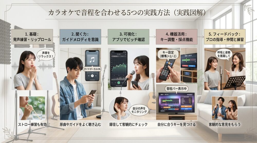 カラオケで音程を合わせる5つの実践方法