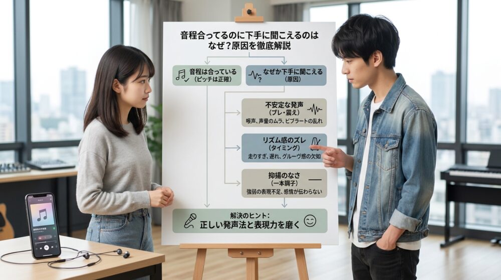 音程合ってるのに下手に聞こえるのはなぜ?原因を徹底解説