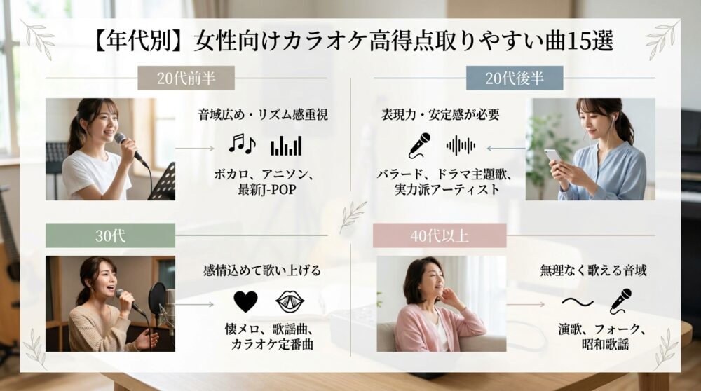 【年代別】女性向けカラオケ高得点取りやすい曲15選